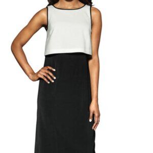 Black & White Colorblock Sleeveless Dress – Modern Layered Look